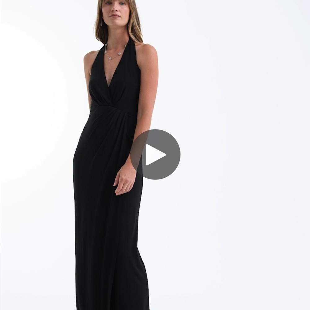 White House Black Market;Halter Draped Matte Jersey Dress With Slit -